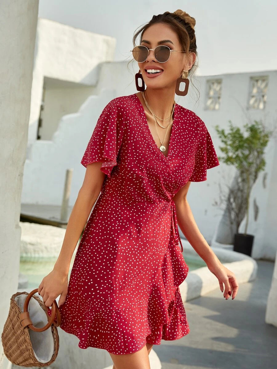 Vestido Lirenne Transpassado Poá