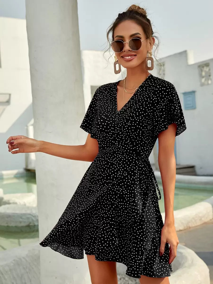 Vestido Lirenne Transpassado Poá