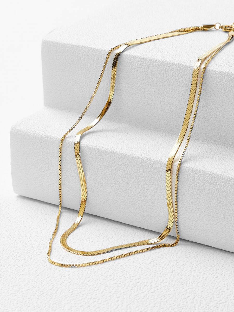 Colar Duplo Élégance Essentielle Banhado em Ouro 18K