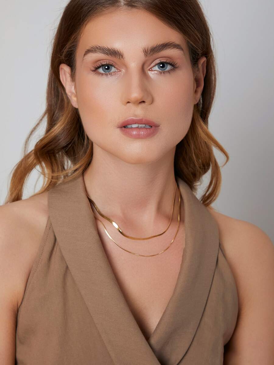 Colar Duplo Élégance Essentielle Banhado em Ouro 18K