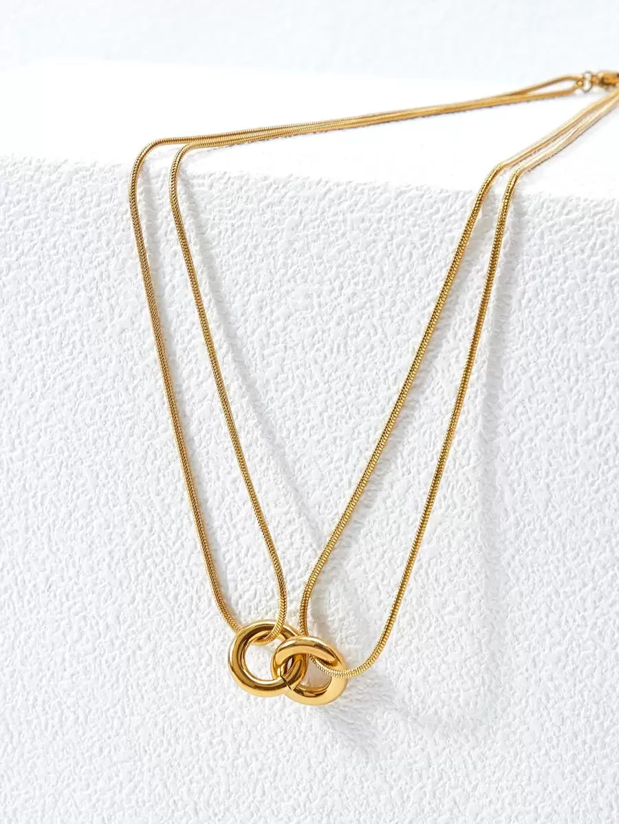 Colar Duo Élégance Interlink Banhado em Ouro 18K