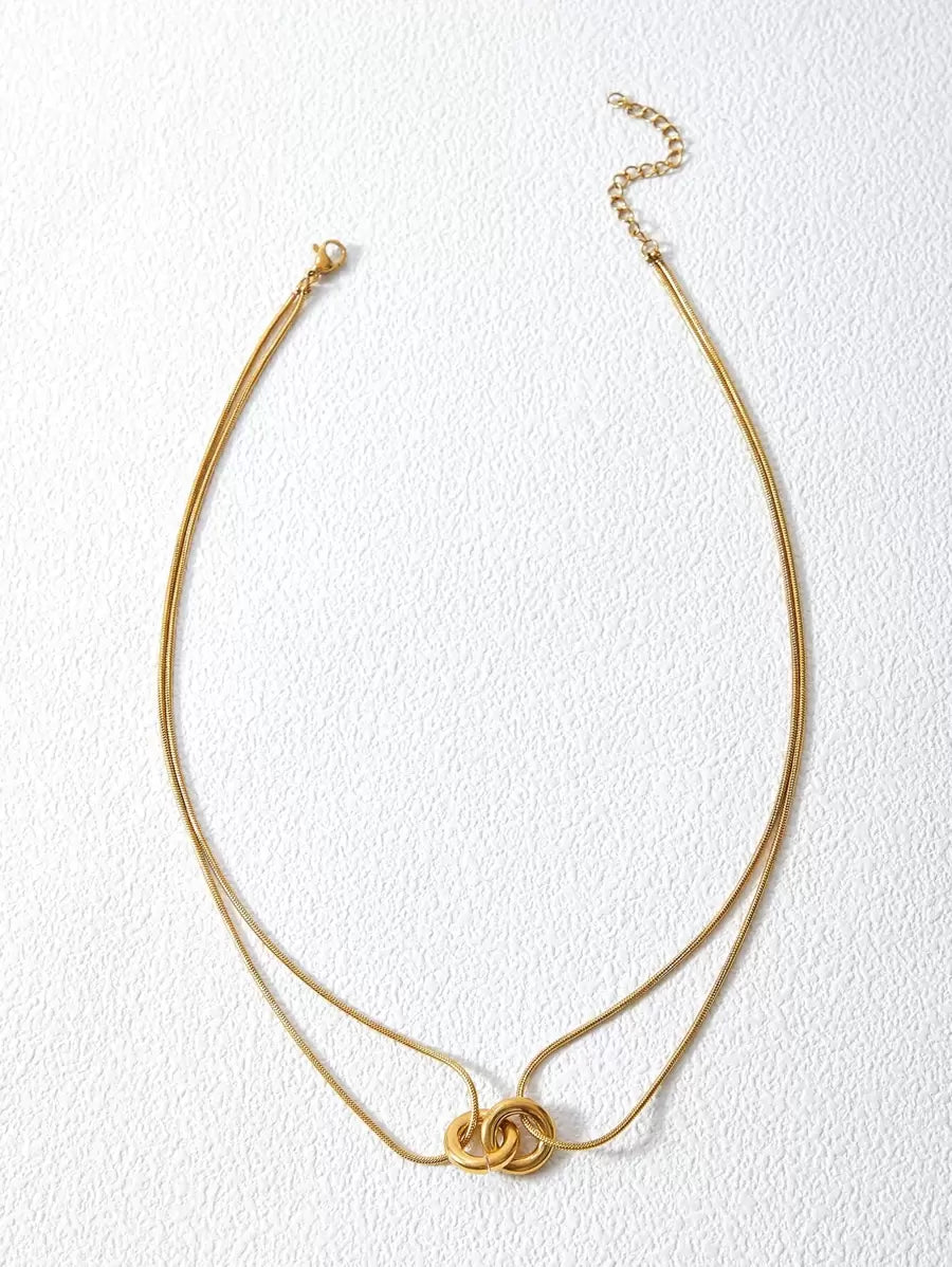Colar Duo Élégance Interlink Banhado em Ouro 18K