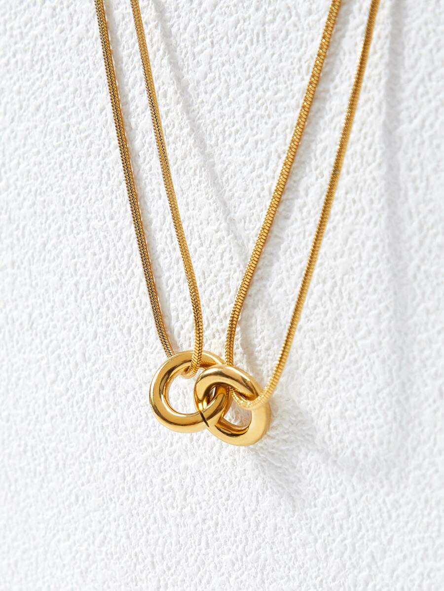 Colar Duo Élégance Interlink Banhado em Ouro 18K