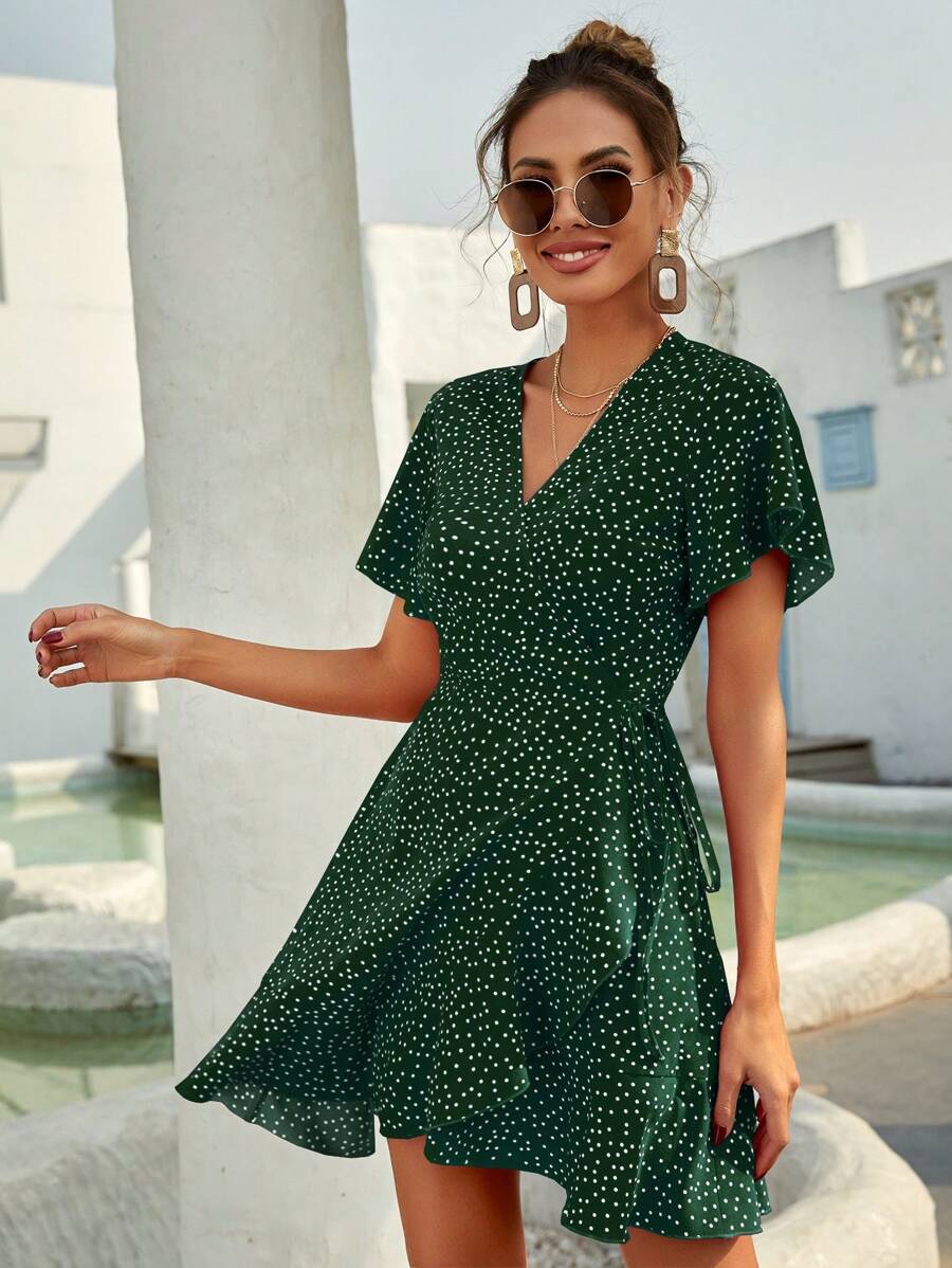 Vestido Lirenne Transpassado Poá