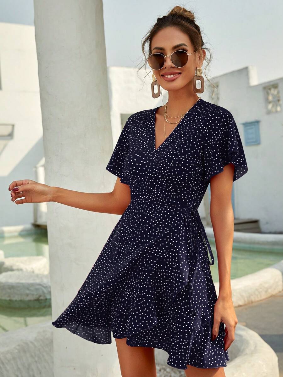 Vestido Lirenne Transpassado Poá