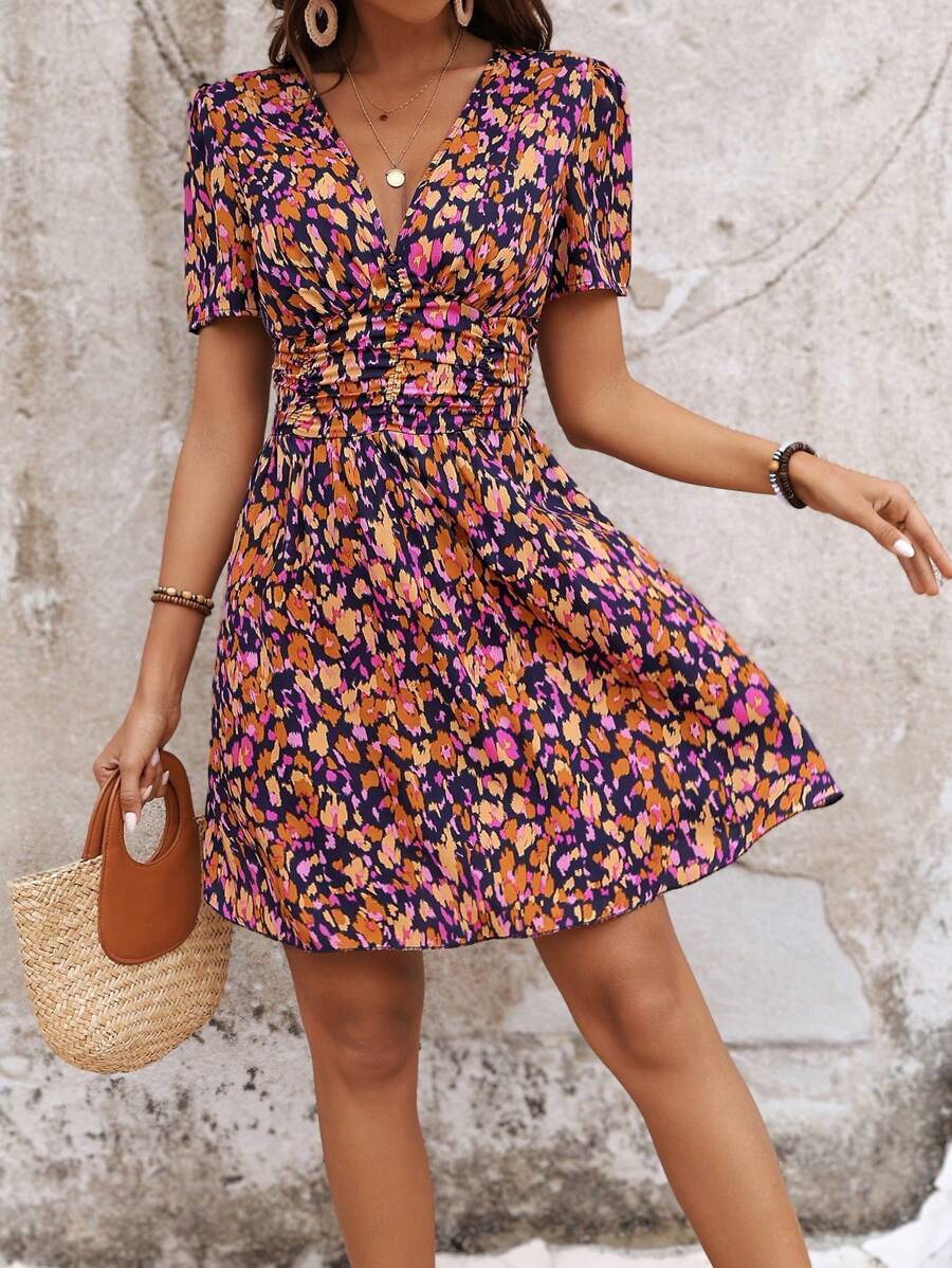 Vestido Curto Manuela Franzido Decote V