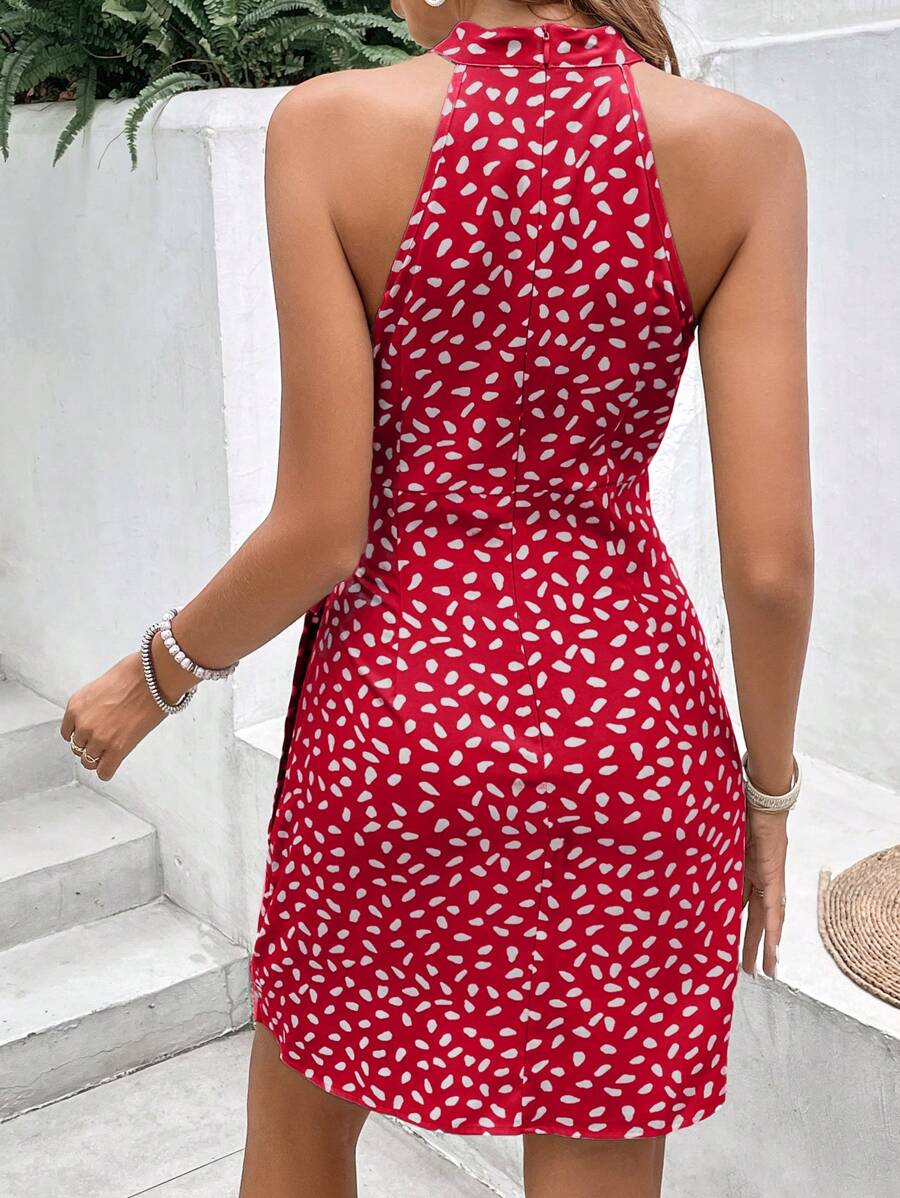 Vestido Halter Amora Nó Lateral Estampado
