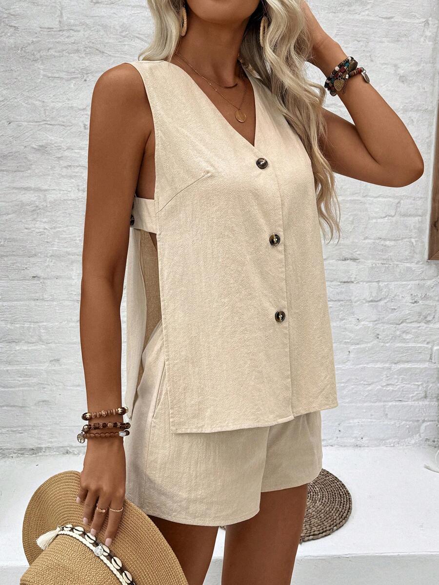 Conjunto Vitória Top Decote V e Shorts