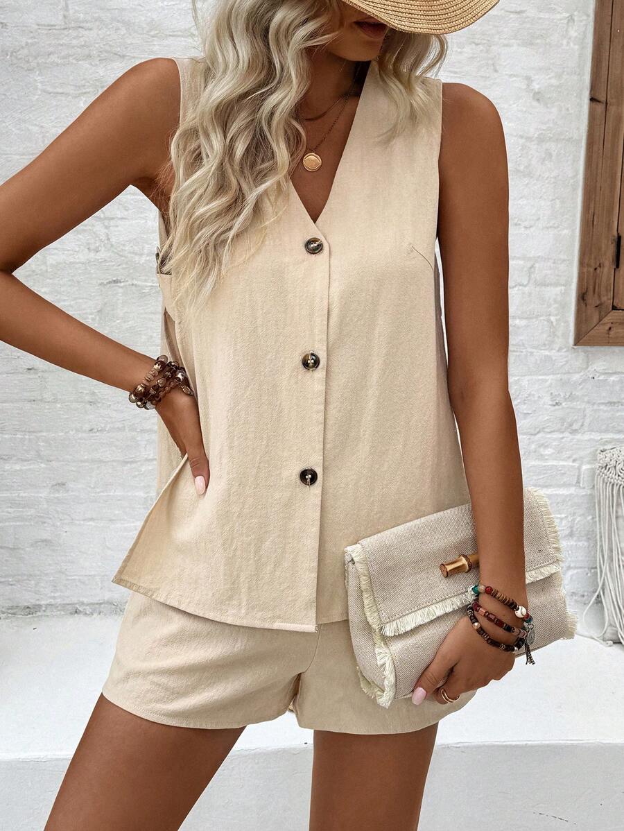 Conjunto Vitória Top Decote V e Shorts