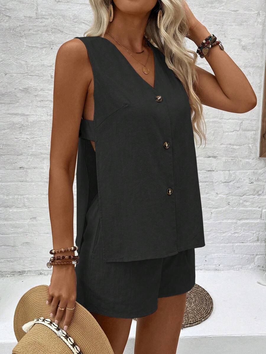 Conjunto Vitória Top Decote V e Shorts