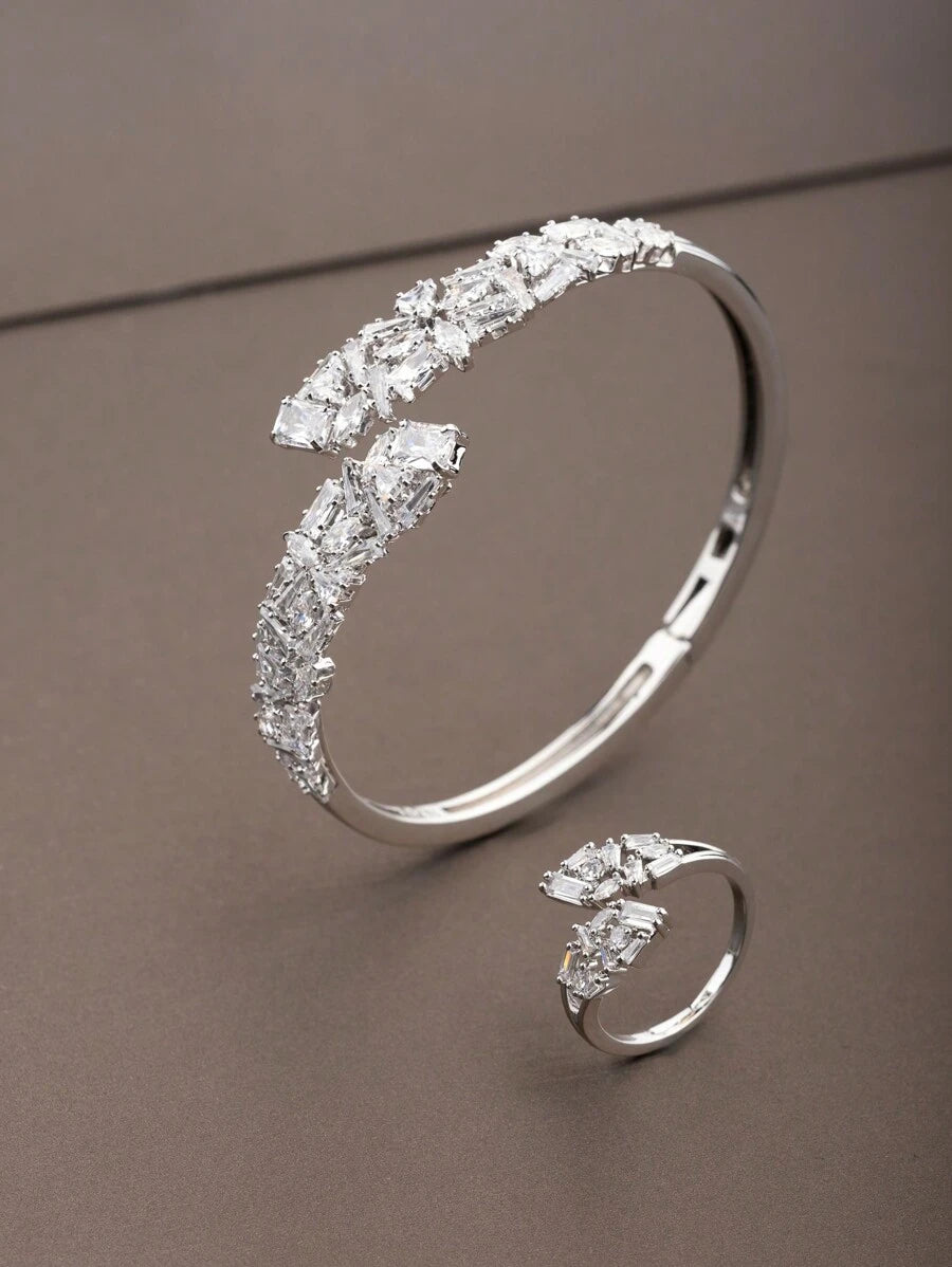 Conjunto Lumière Cristal em Prata
