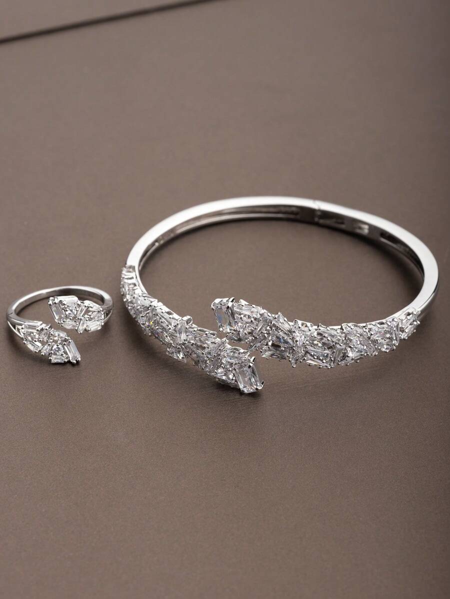 Conjunto Lumière Cristal em Prata