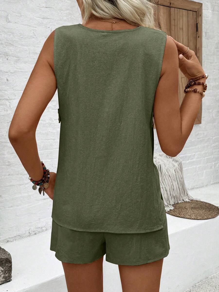 Conjunto Vitória Top Decote V e Shorts