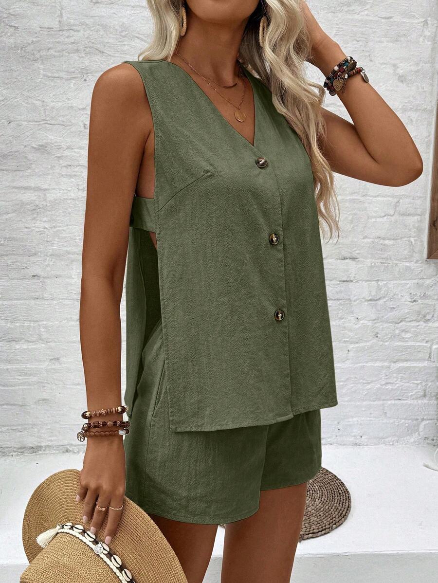 Conjunto Vitória Top Decote V e Shorts
