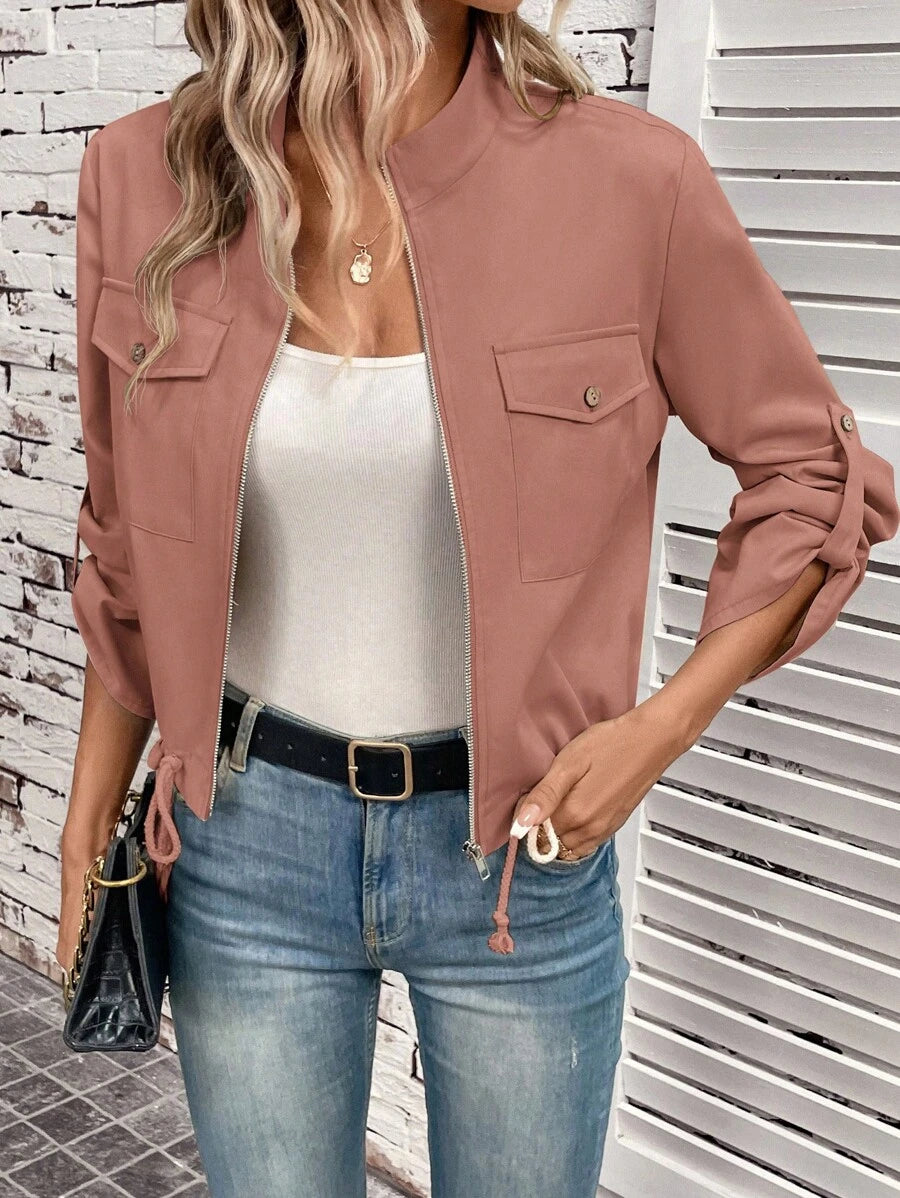 Jaqueta Marina Cropped Casual