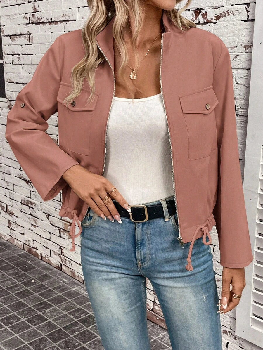 Jaqueta Marina Cropped Casual