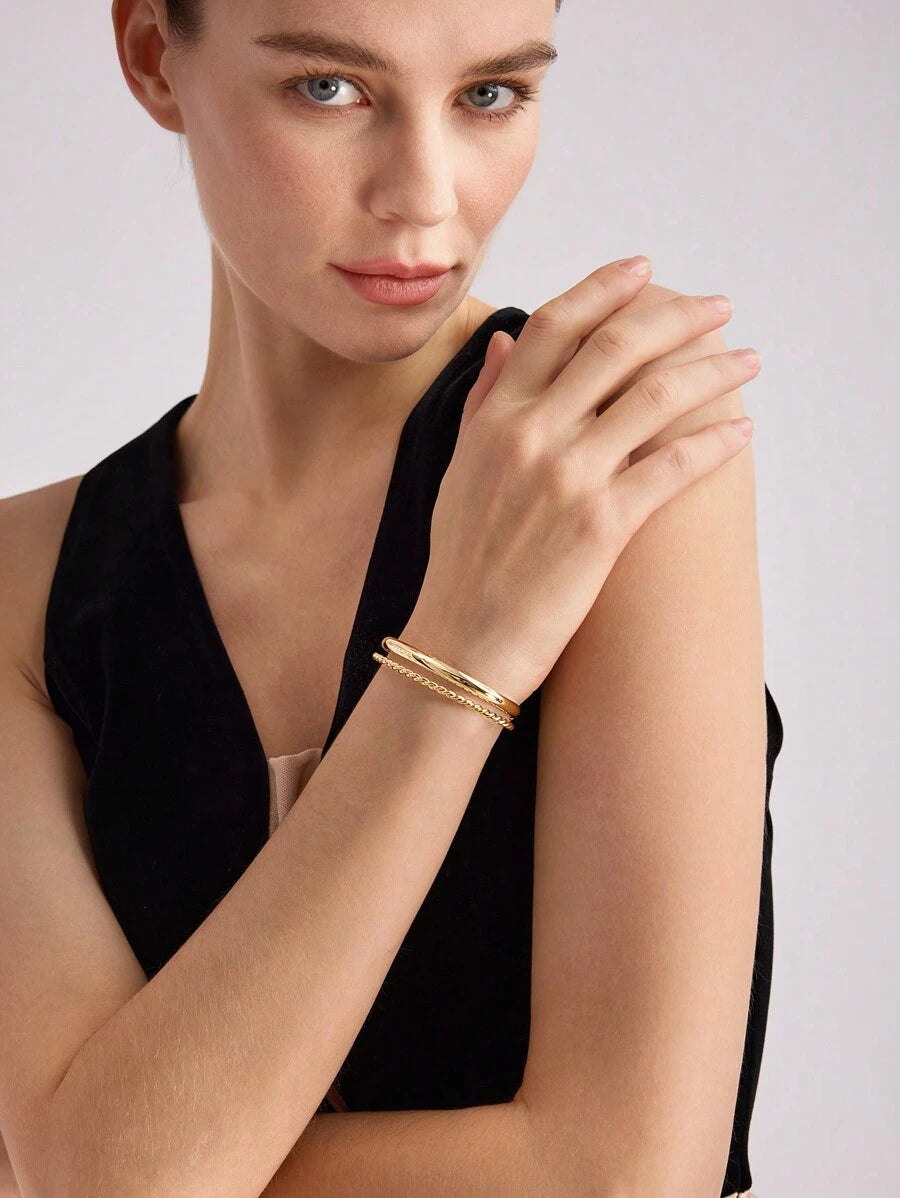 Bracelete Duo Élégance Banhado em Ouro 18K