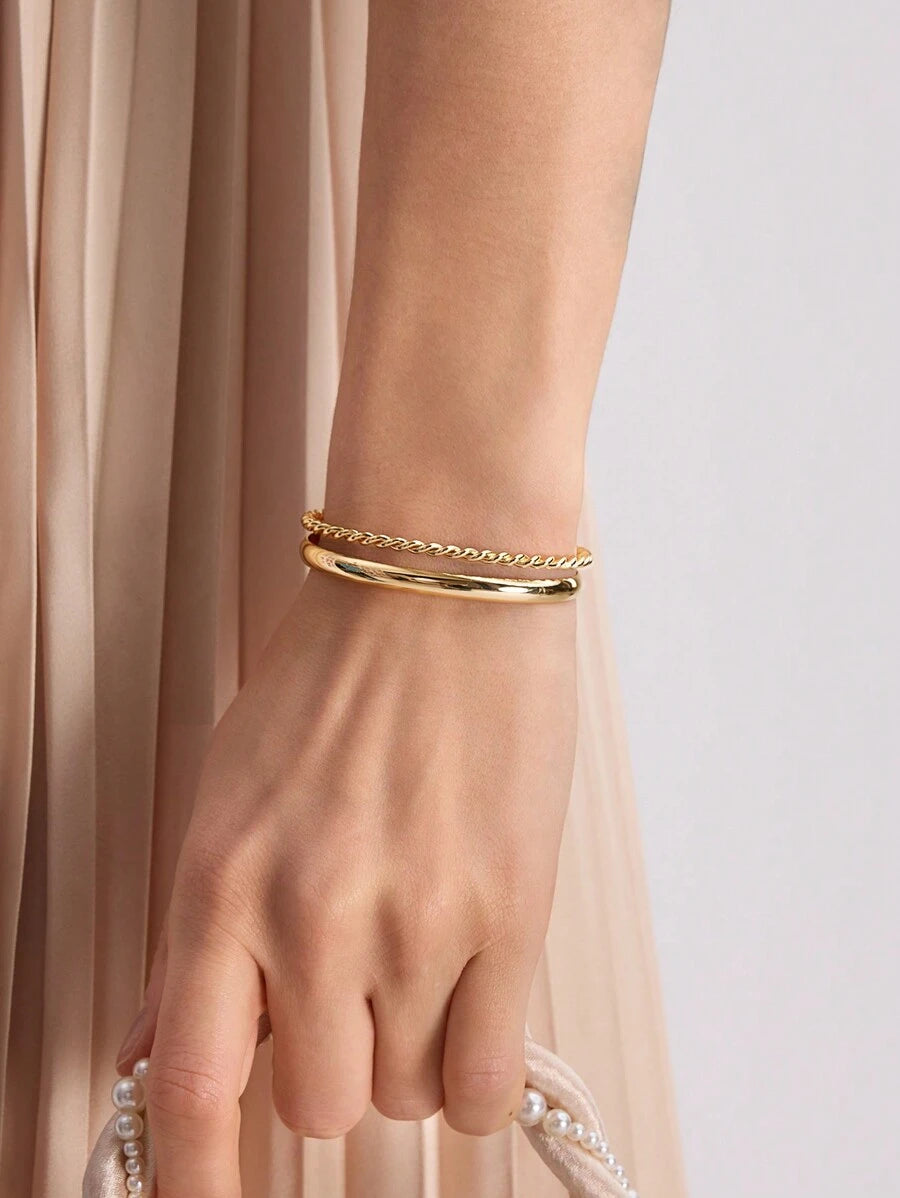 Bracelete Duo Élégance Banhado em Ouro 18K