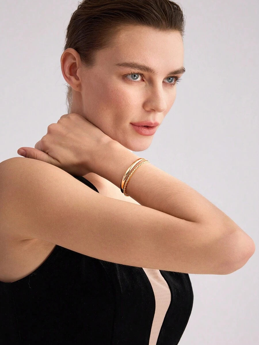 Bracelete Duo Élégance Banhado em Ouro 18K