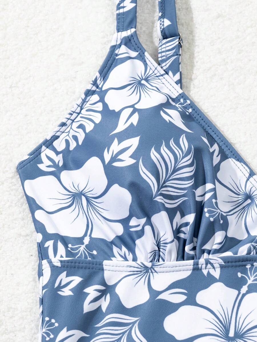 Tankini Flora Alça Fina Decote V