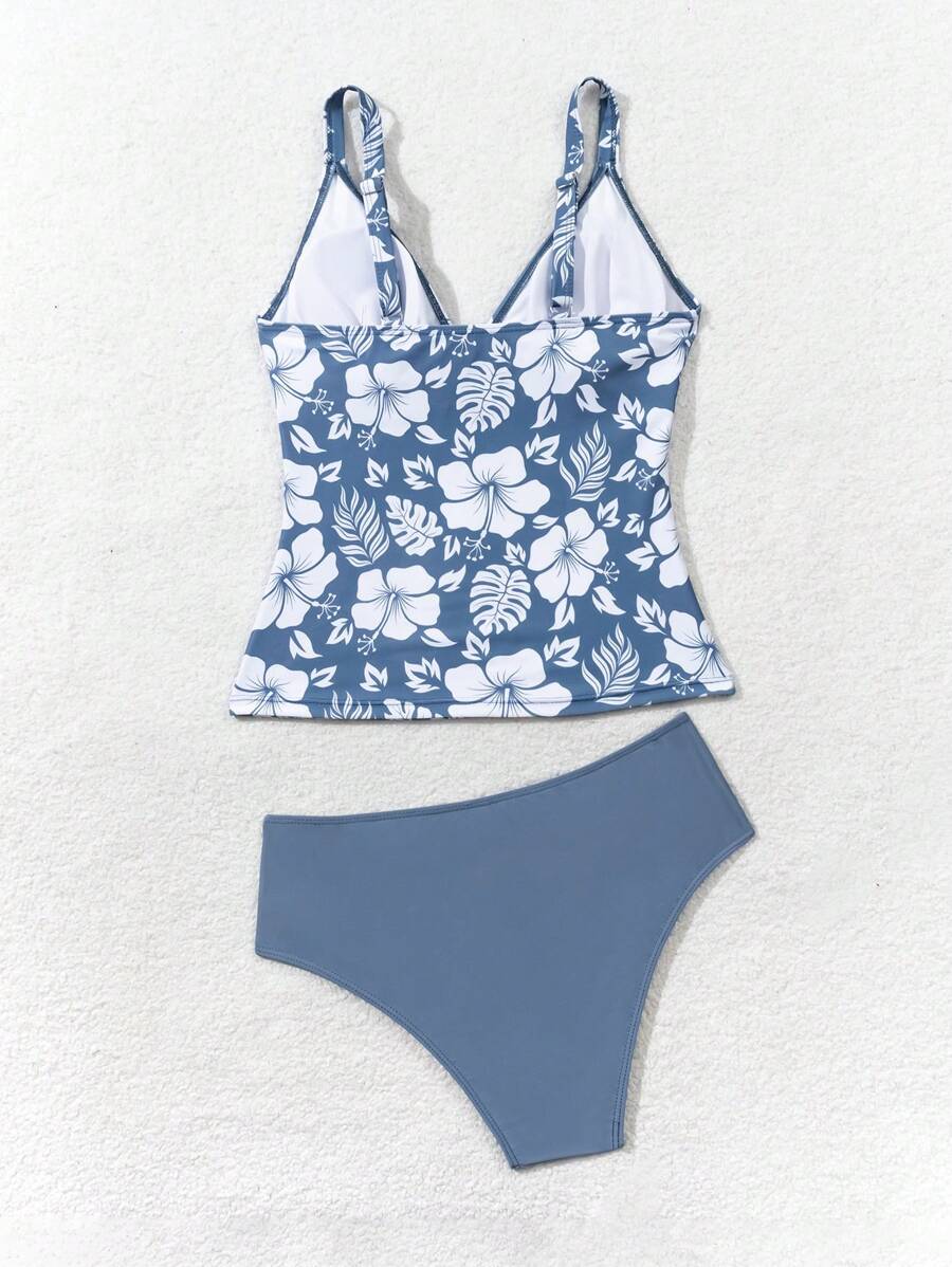 Tankini Flora Alça Fina Decote V