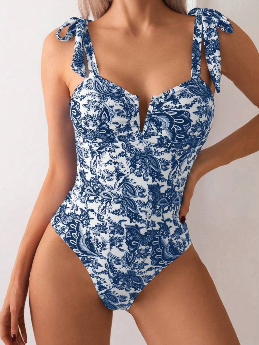 Maiô Monokini Alana Alça Fina com Nó
