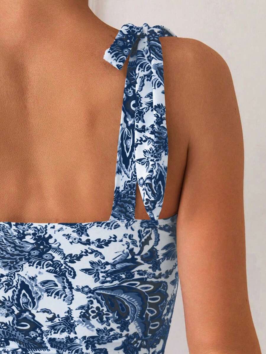 Maiô Monokini Alana Alça Fina com Nó