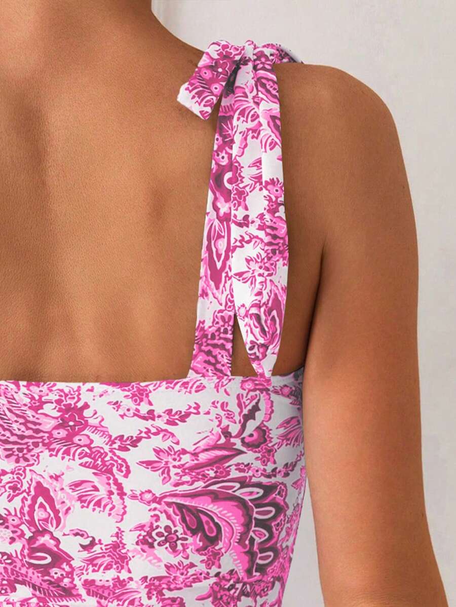Maiô Monokini Alana Alça Fina com Nó