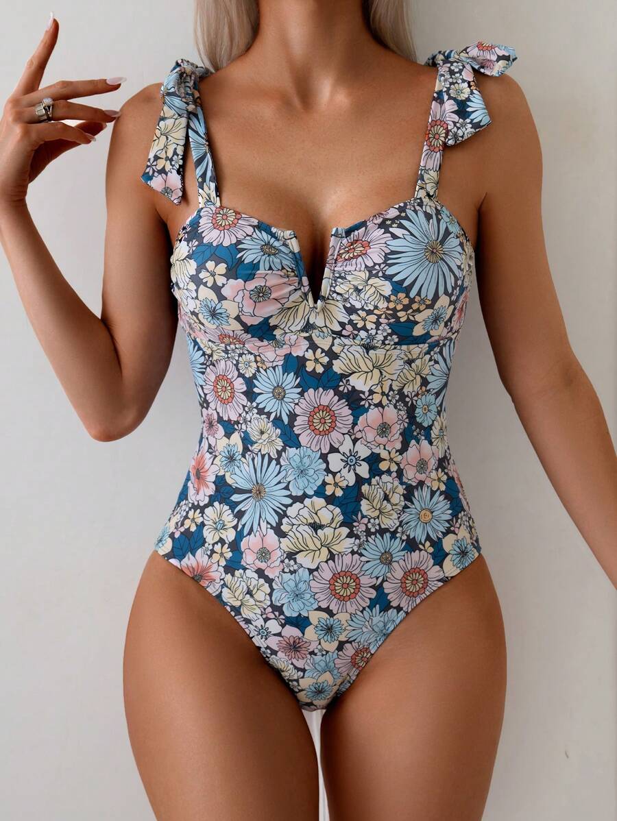 Maiô Monokini Alana Alça Fina com Nó
