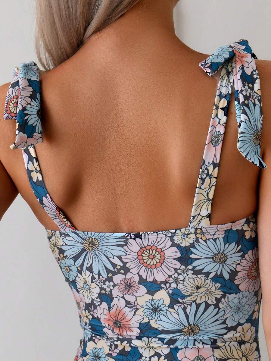 Maiô Monokini Alana Alça Fina com Nó