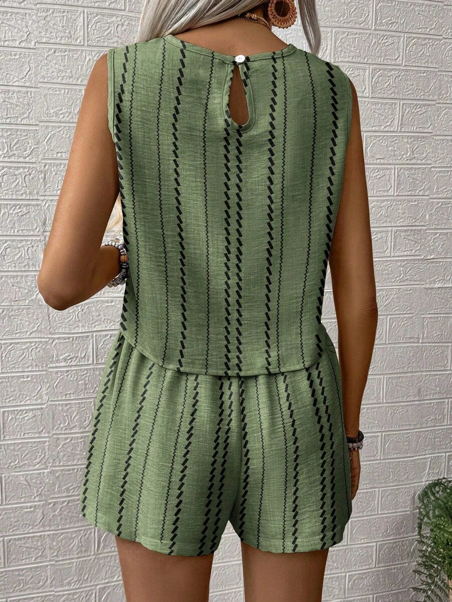 Conjunto Duo Marina Top Gola Redonda e Shorts