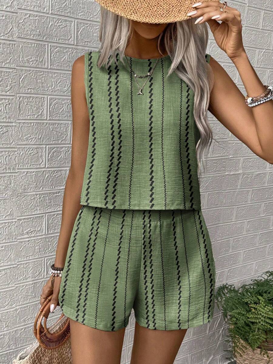 Conjunto Duo Marina Top Gola Redonda e Shorts