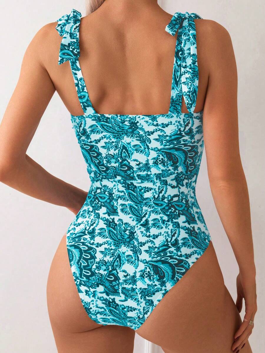 Maiô Monokini Alana Alça Fina com Nó