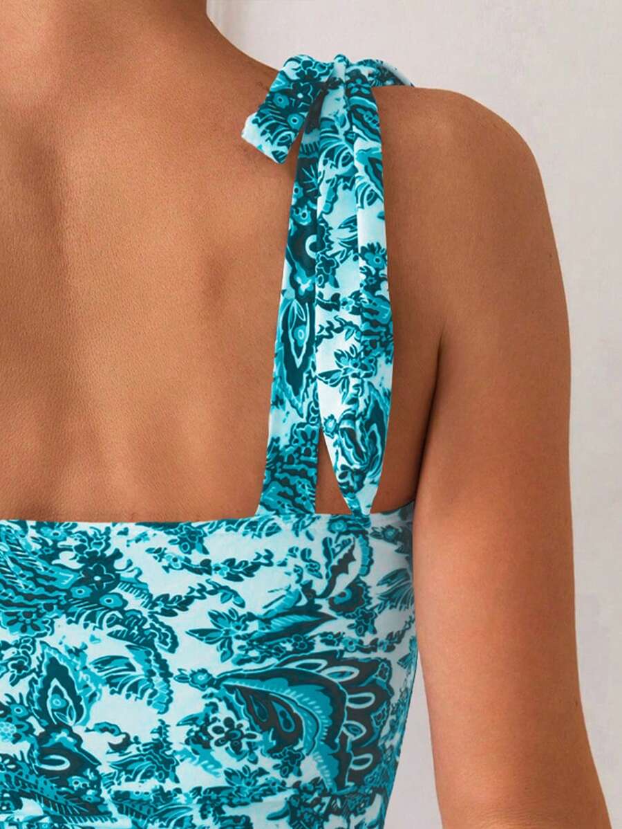 Maiô Monokini Alana Alça Fina com Nó