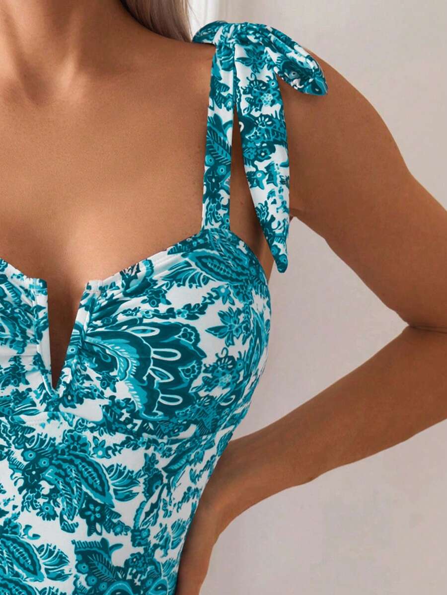 Maiô Monokini Alana Alça Fina com Nó