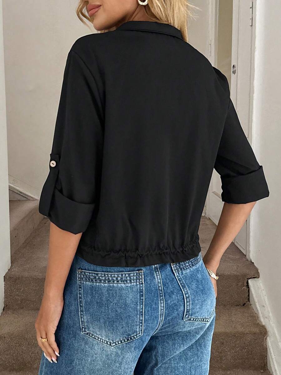 Jaqueta Marina Cropped Casual