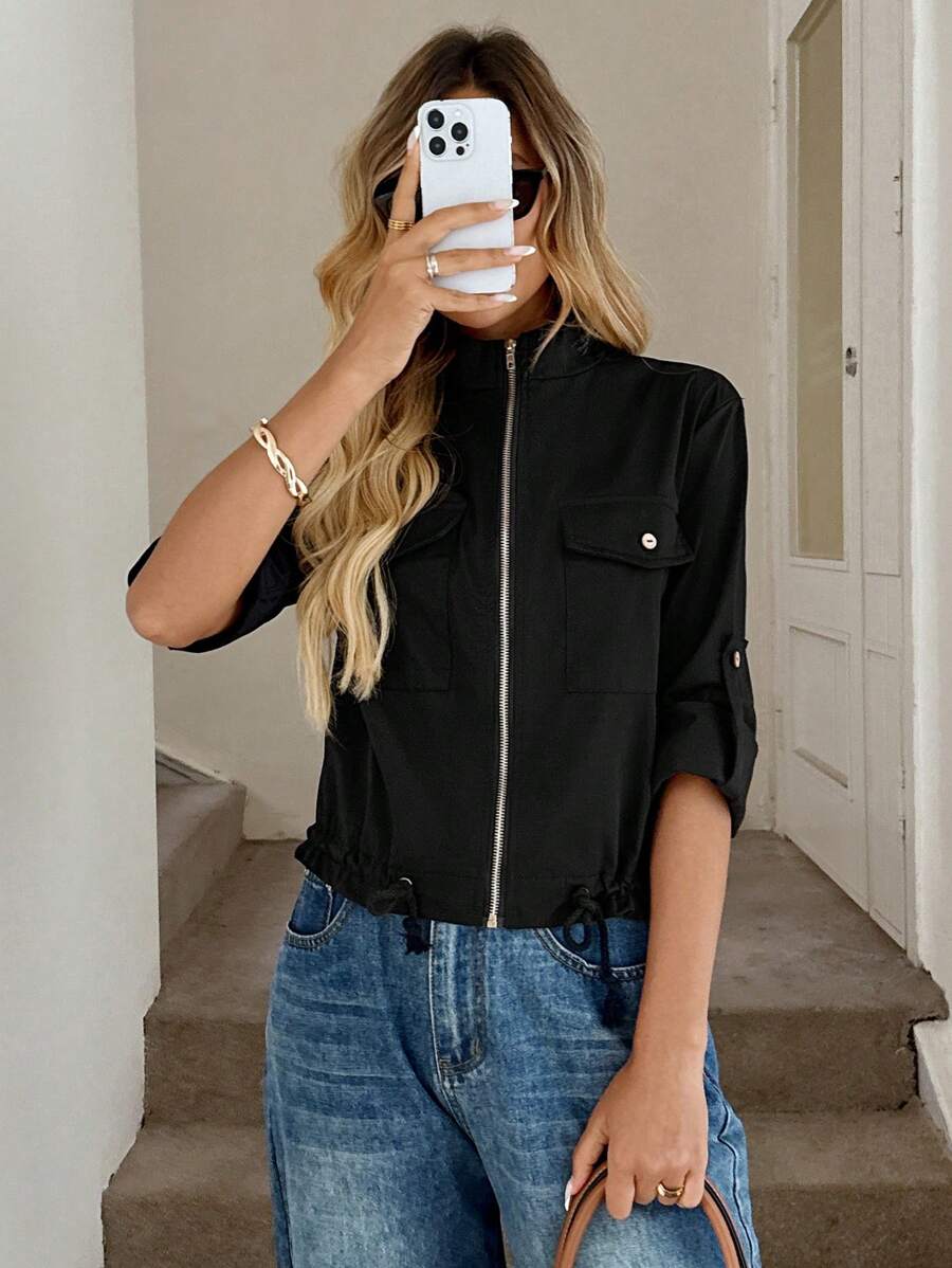 Jaqueta Marina Cropped Casual