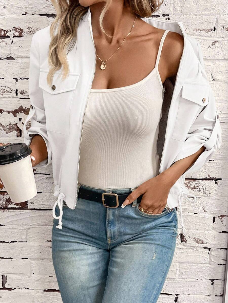 Jaqueta Marina Cropped Casual