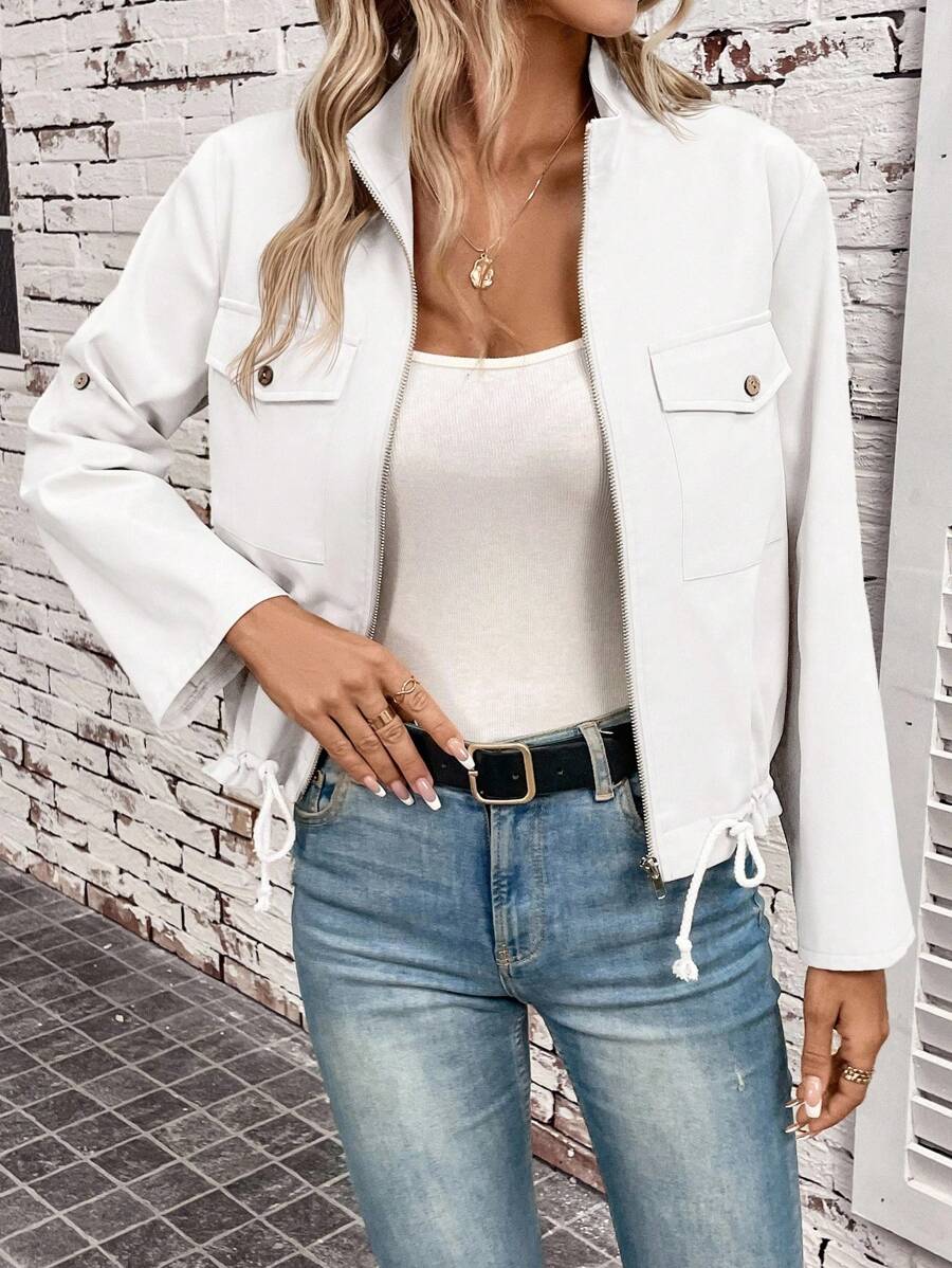Jaqueta Marina Cropped Casual
