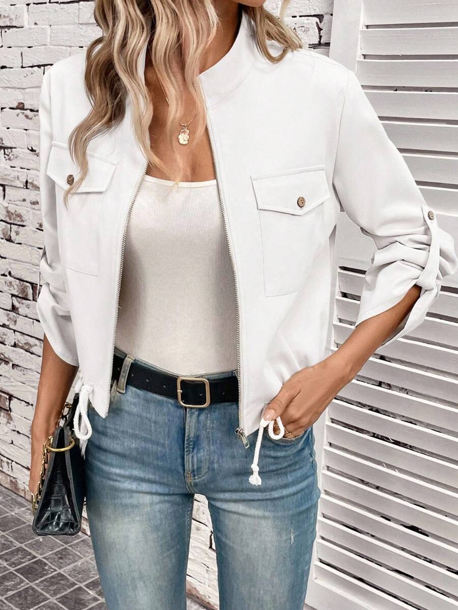 Jaqueta Marina Cropped Casual