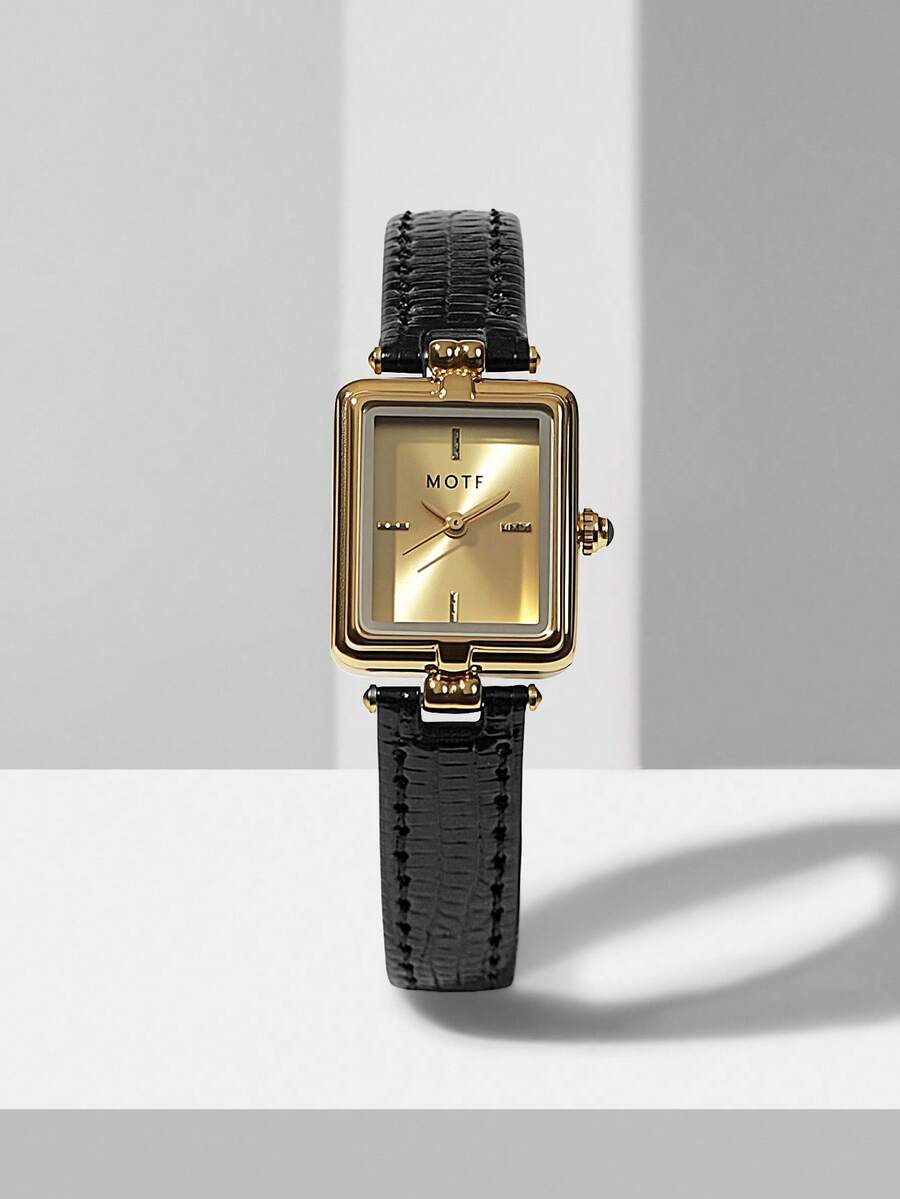 Relógio Élégance Noir Classique Banhado em Ouro 18K