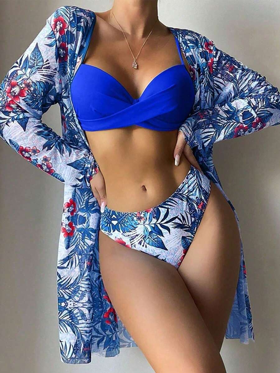 Conjunto Biquíni Praia 3 Peças Estampado