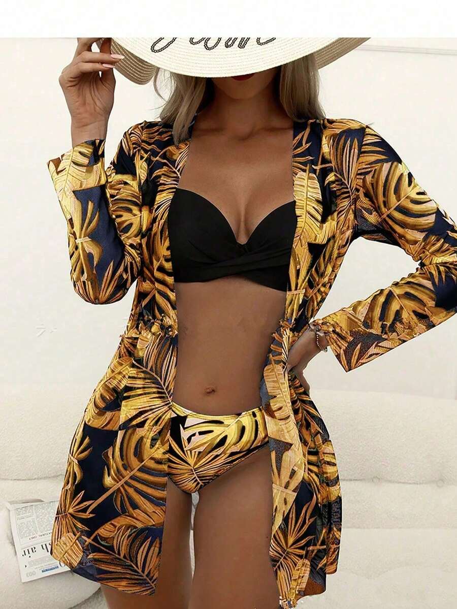 Conjunto Biquíni Praia 3 Peças Estampado