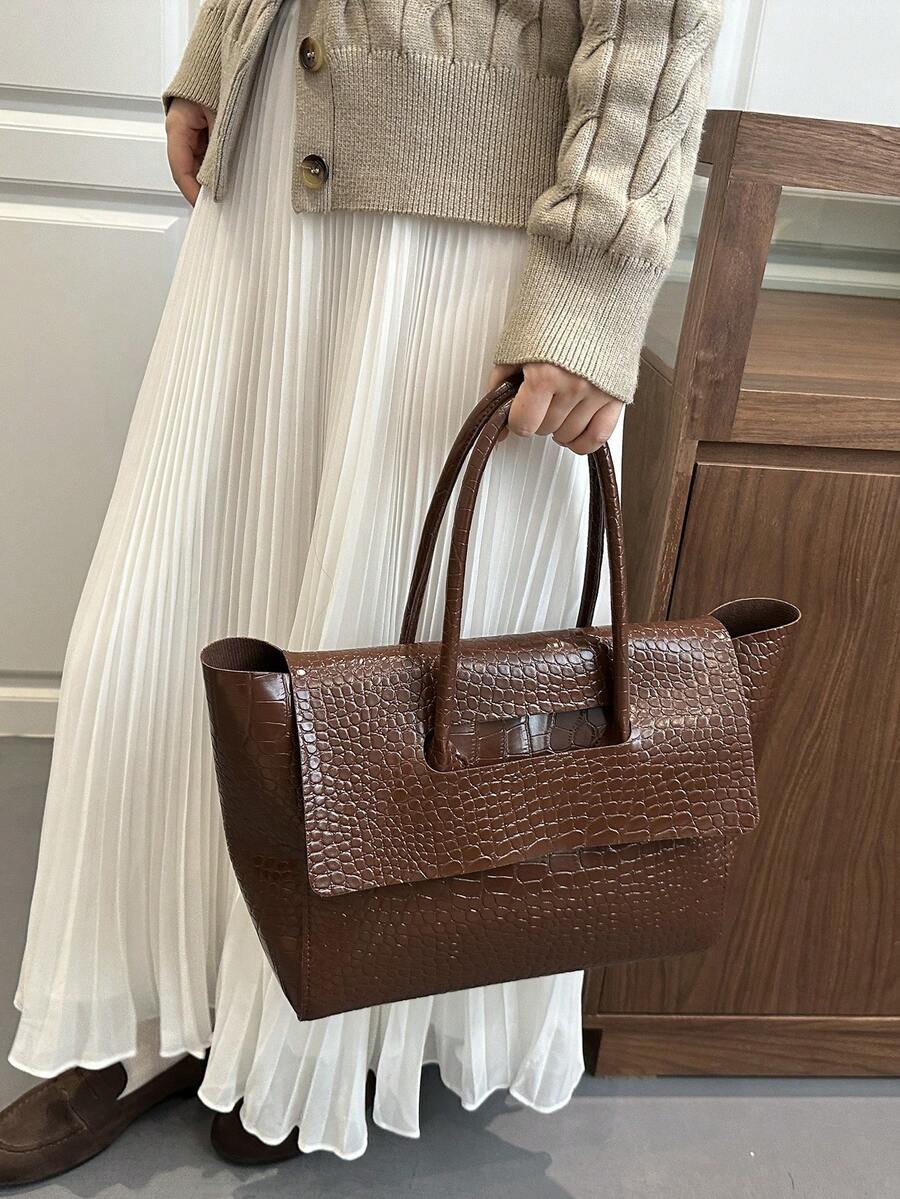 Bolsa de Mão Milano Croco Alça Dupla