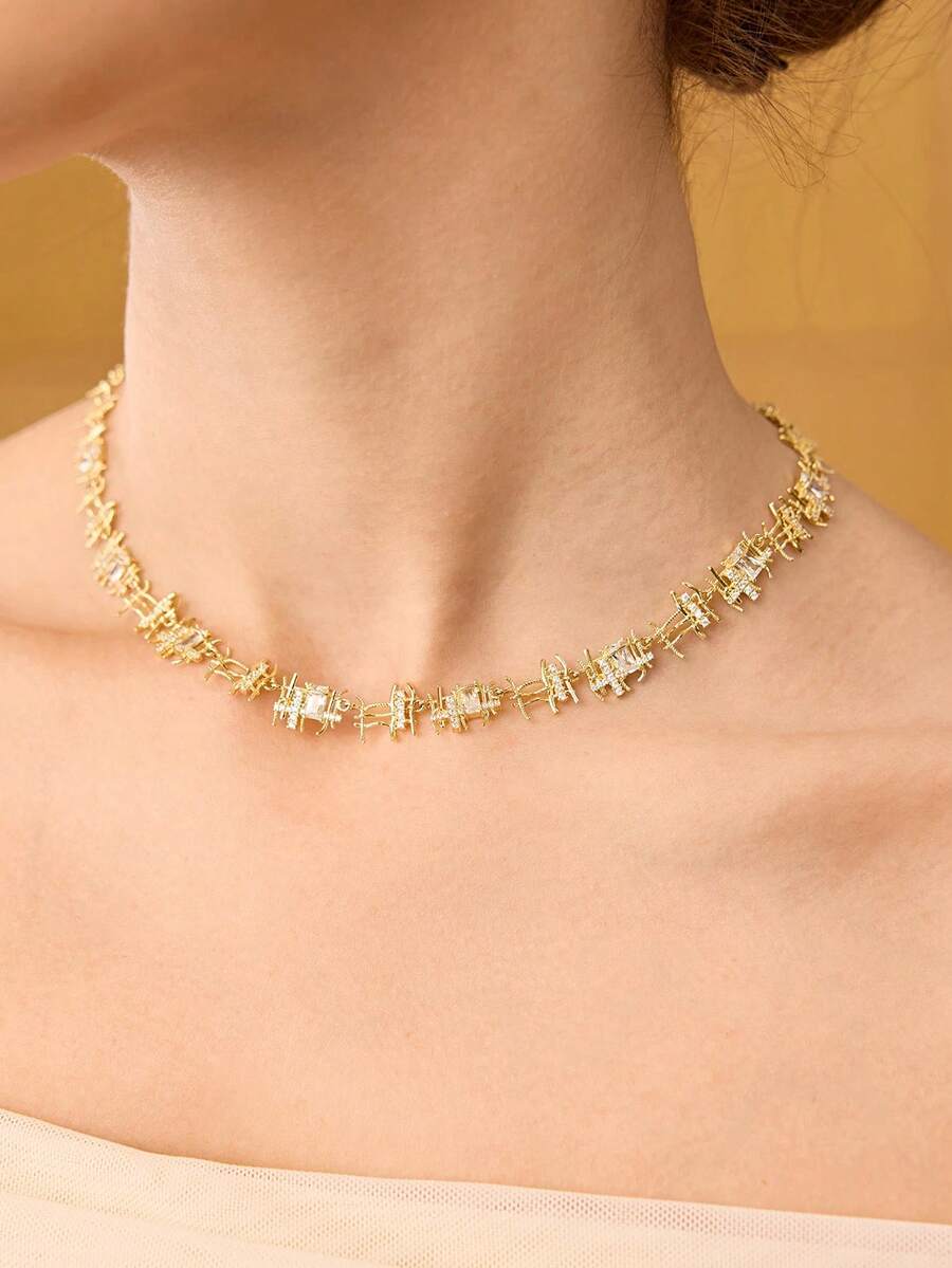 Choker Lumière Cristal Banhado em Ouro 18K