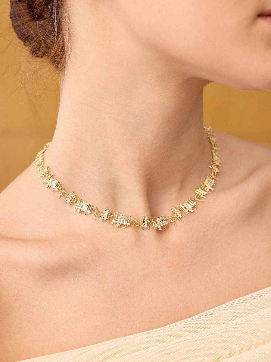 Choker Lumière Cristal Banhado em Ouro 18K