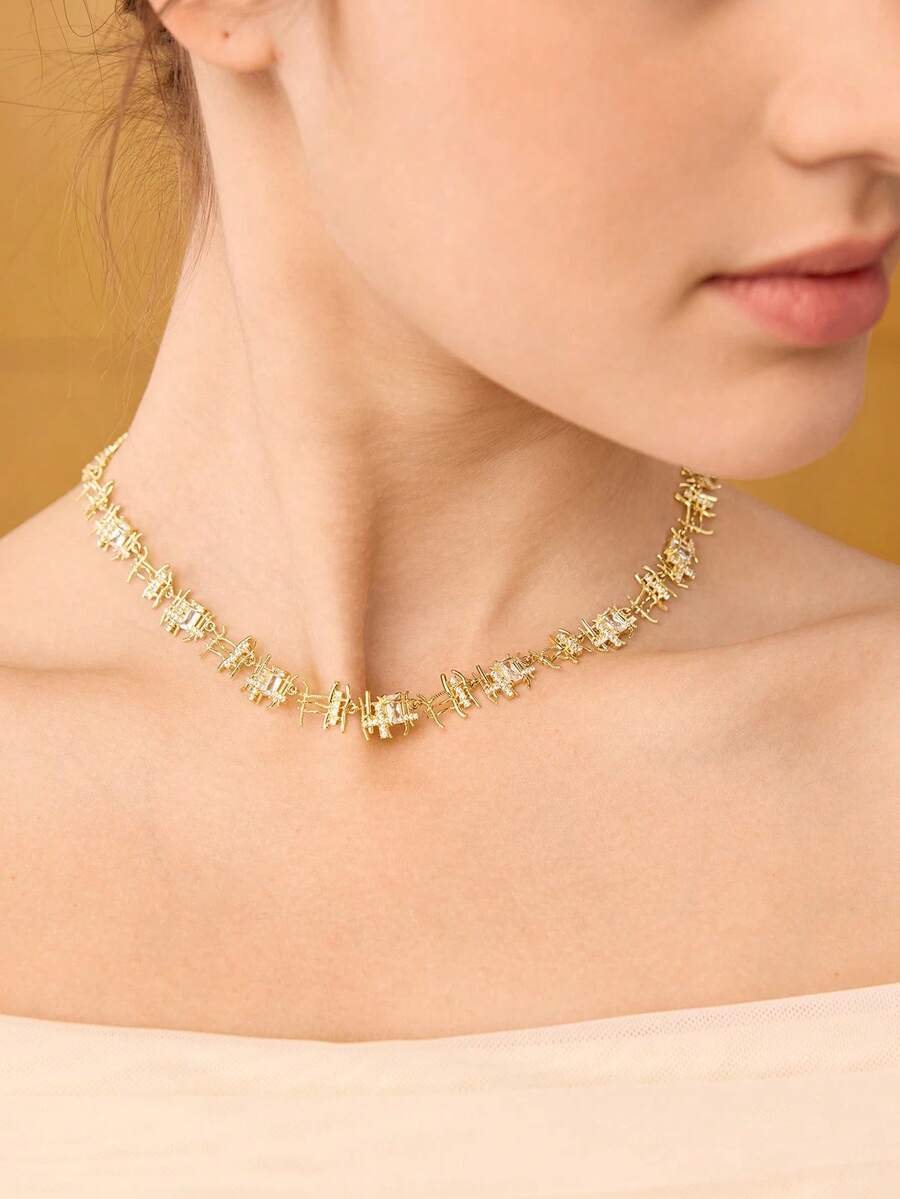 Choker Lumière Cristal Banhado em Ouro 18K