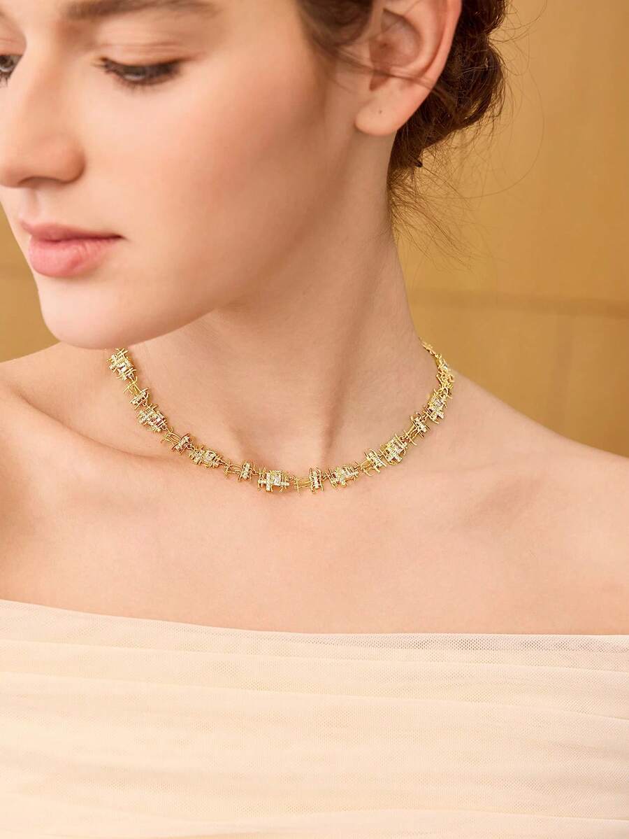 Choker Lumière Cristal Banhado em Ouro 18K