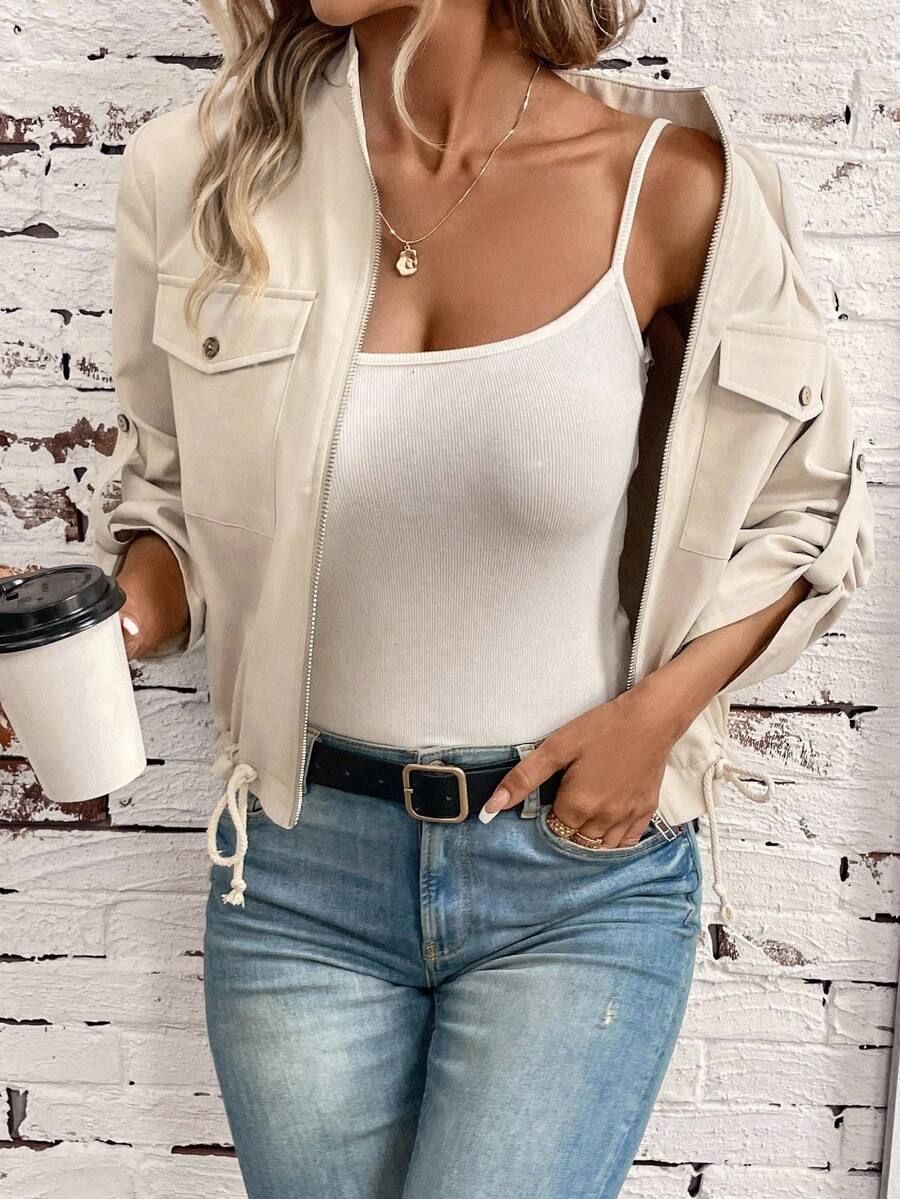 Jaqueta Marina Cropped Casual