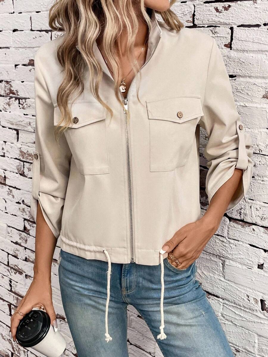 Jaqueta Marina Cropped Casual